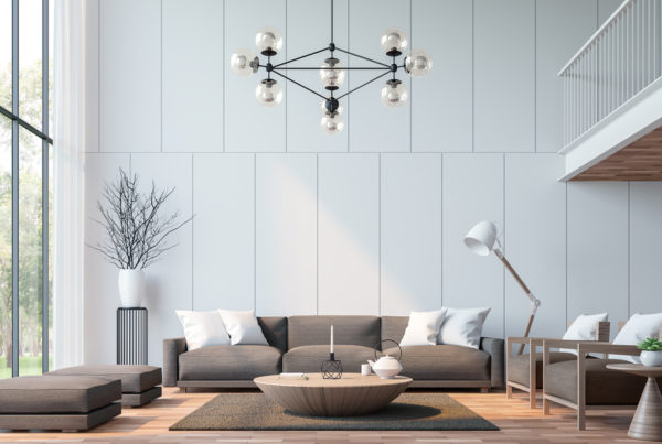 modern, living, room, with, couches, coffee, table, lamps, decor, ceiling, light